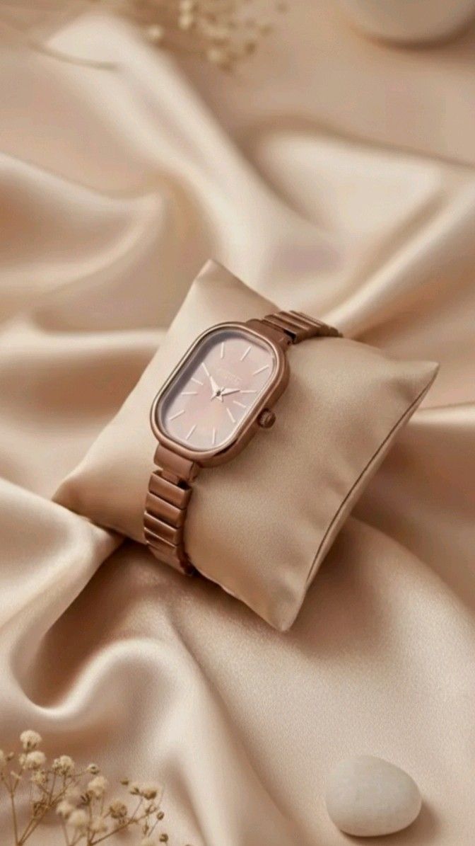 Elegant Rose Gold Watch On Satin Genflow template preview