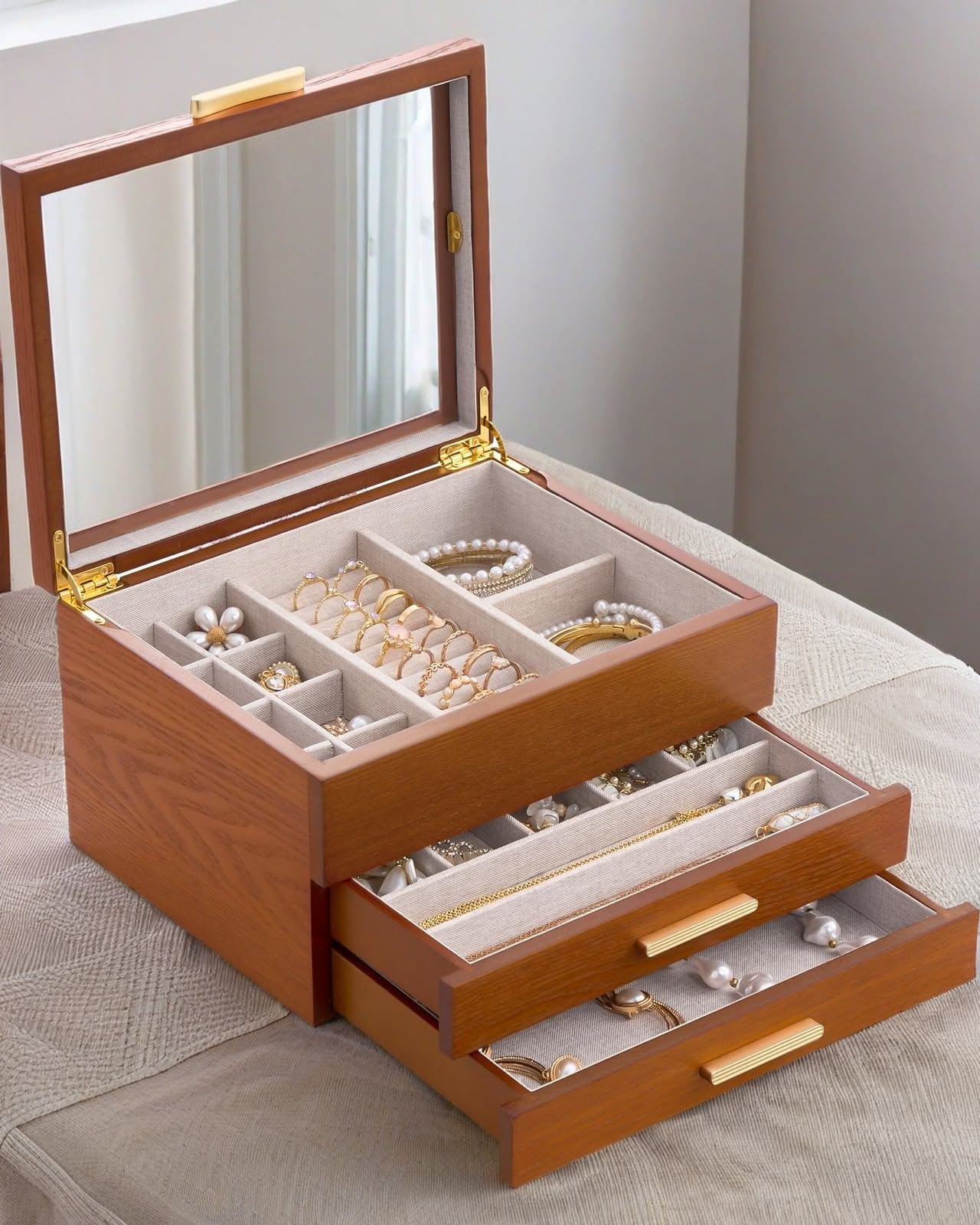 Elegant Wooden Jewelry Box Product Scene Genflow template preview
