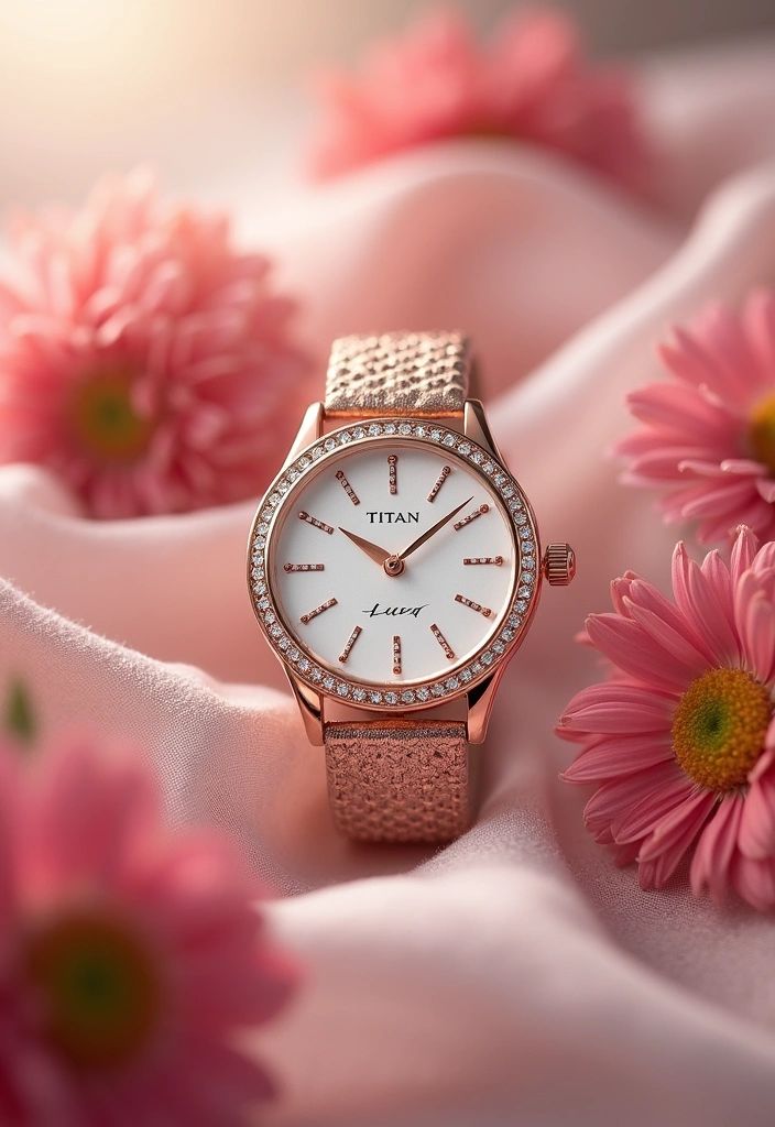 Rose Gold Watch Floral Elegance Genflow template preview