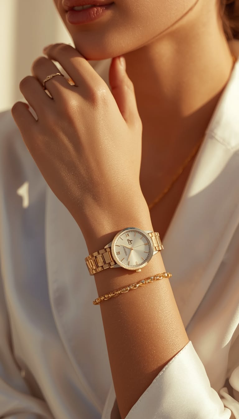 Sunlit Luxury Gold Watch Lifestyle Genflow template preview