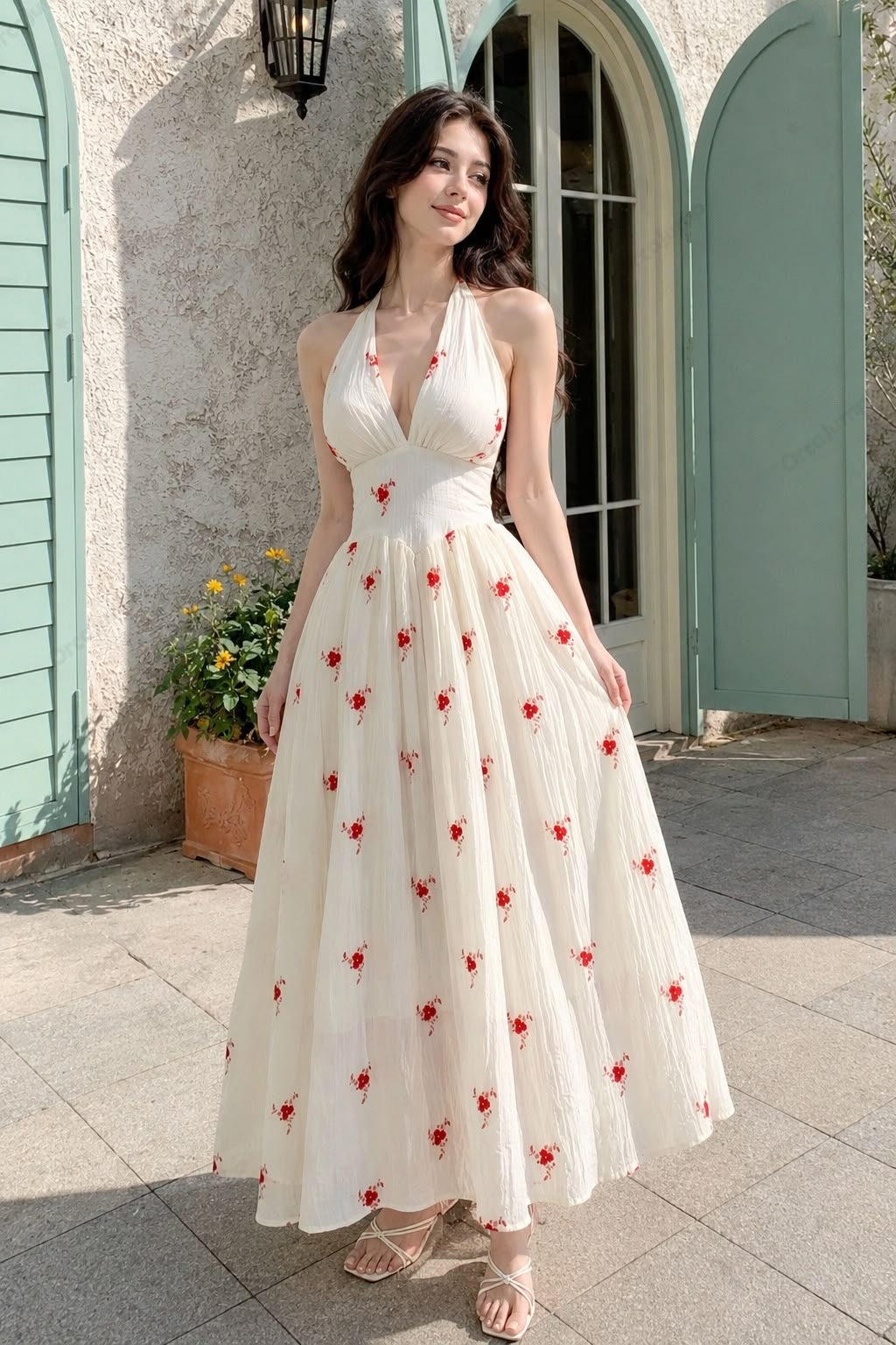 Sunlit Courtyard Floral Dress Shoot Genflow template preview
