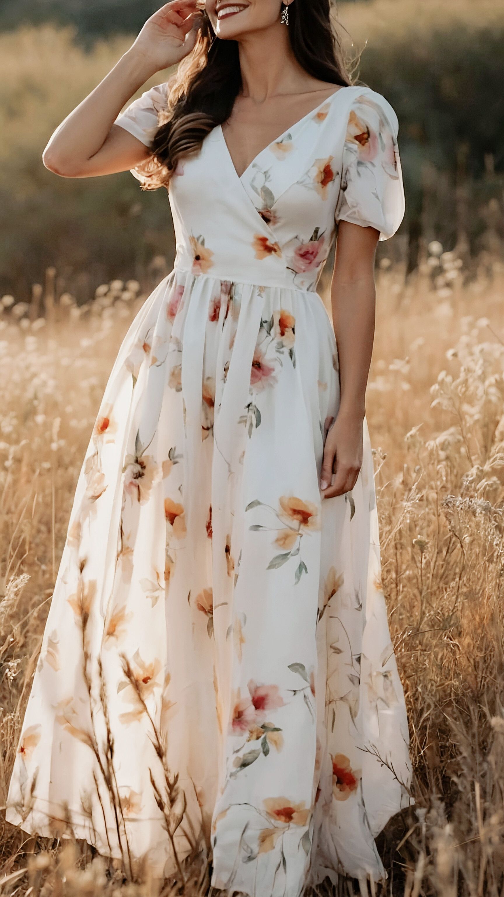 Sunlit Floral Dress Meadow Portrait Genflow テンプレートプレビュー