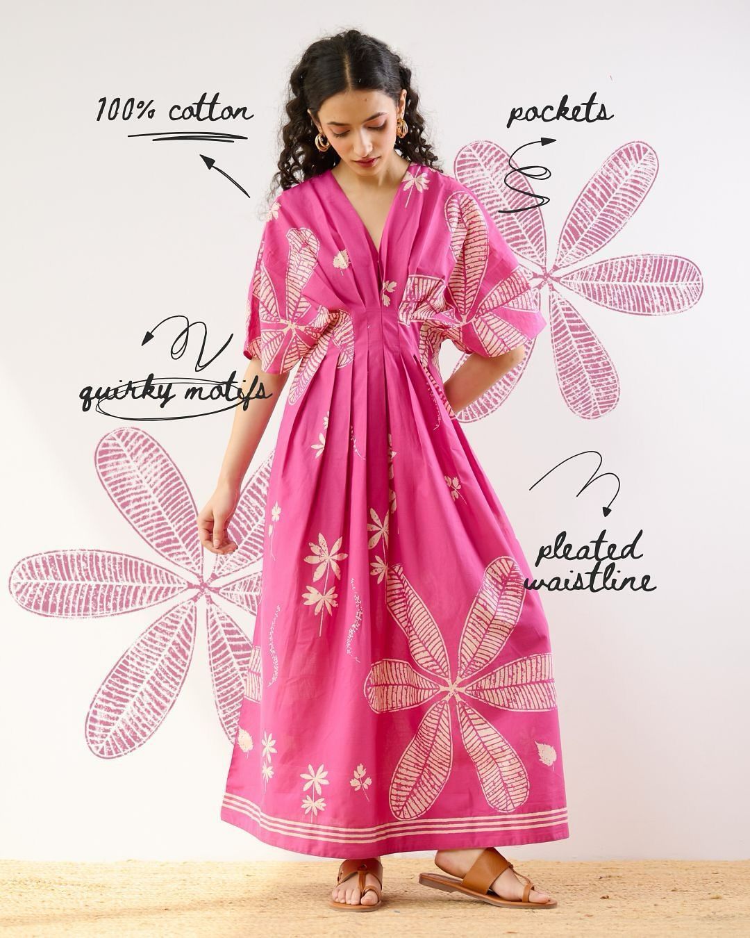 Annotated Pink Cotton Dress Product Ad Genflow 模板预览