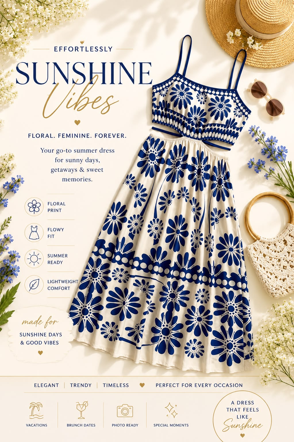 Sunshine Floral Summer Dress Ad Genflow テンプレートプレビュー