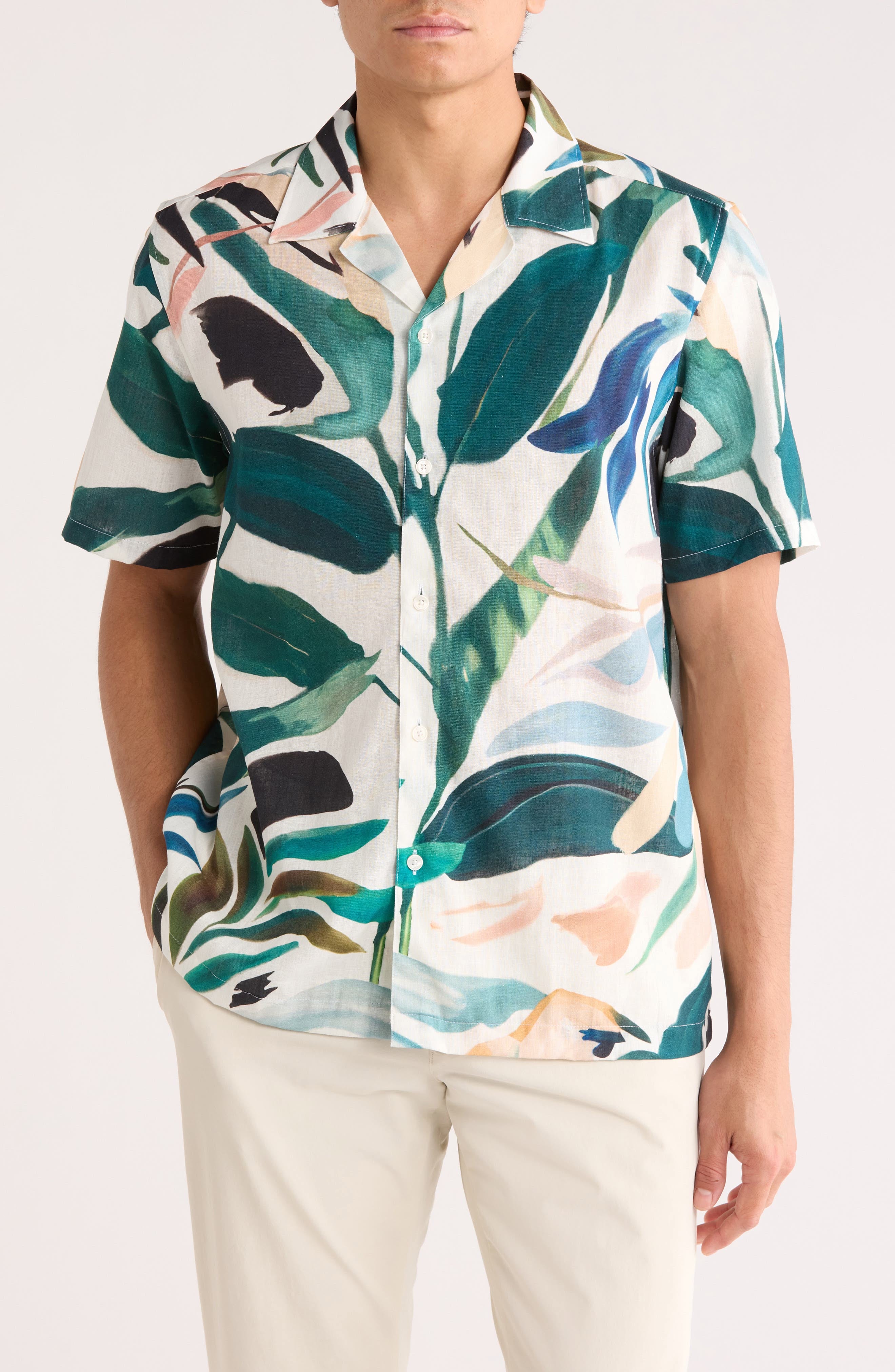 Tropical Leaf Print Summer Shirt Genflow template preview