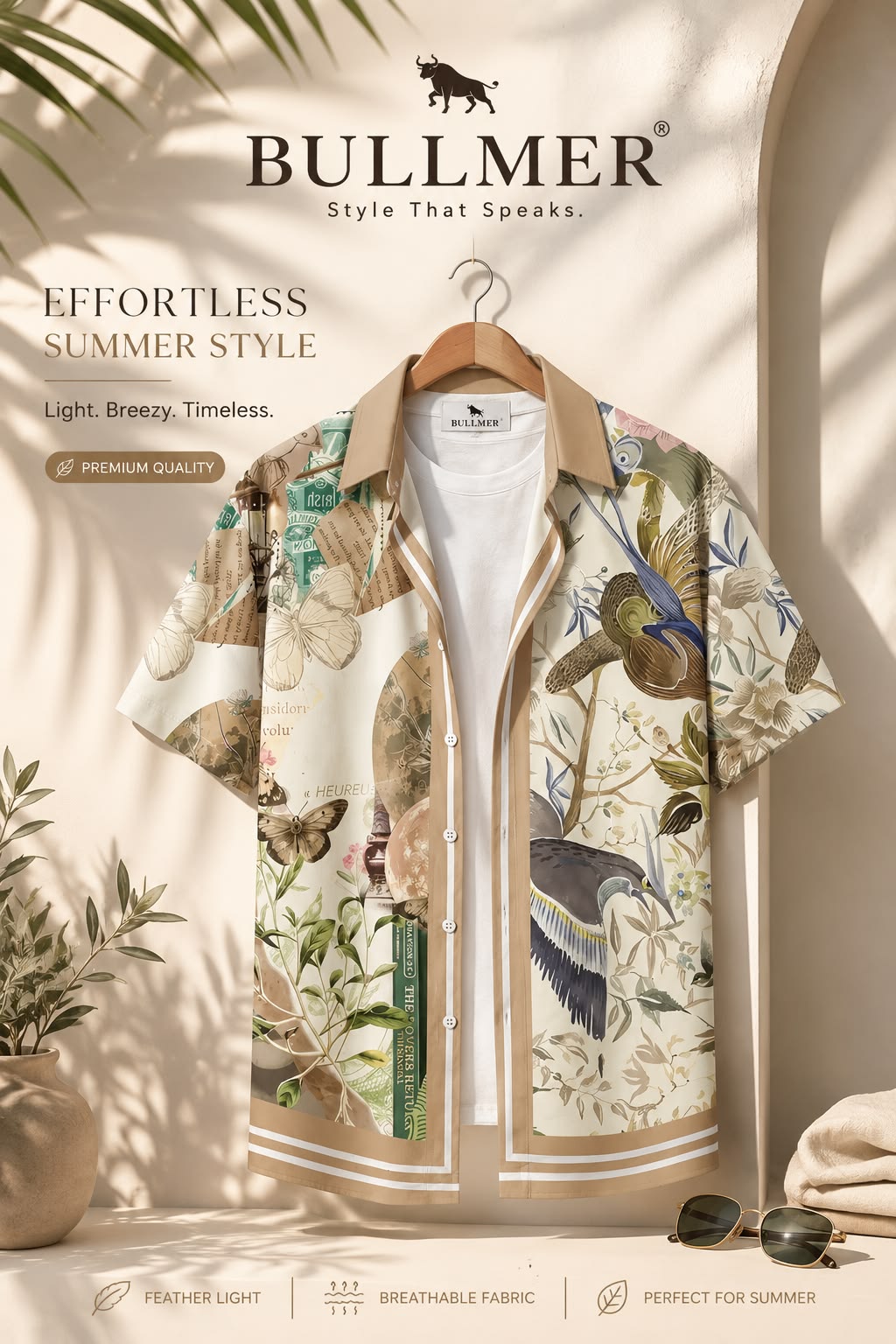 Effortless Tropical Summer Shirt Ad Genflow template preview