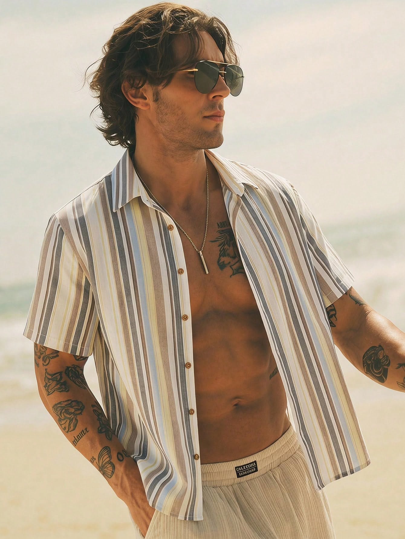 Sunlit Beachside Menswear Editorial Genflow template preview