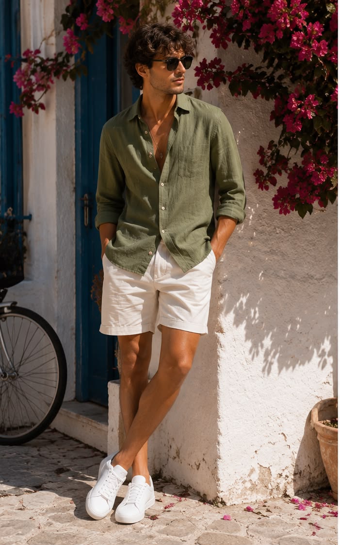 Mediterranean Summer Menswear Lifestyle Scene Genflow テンプレートプレビュー