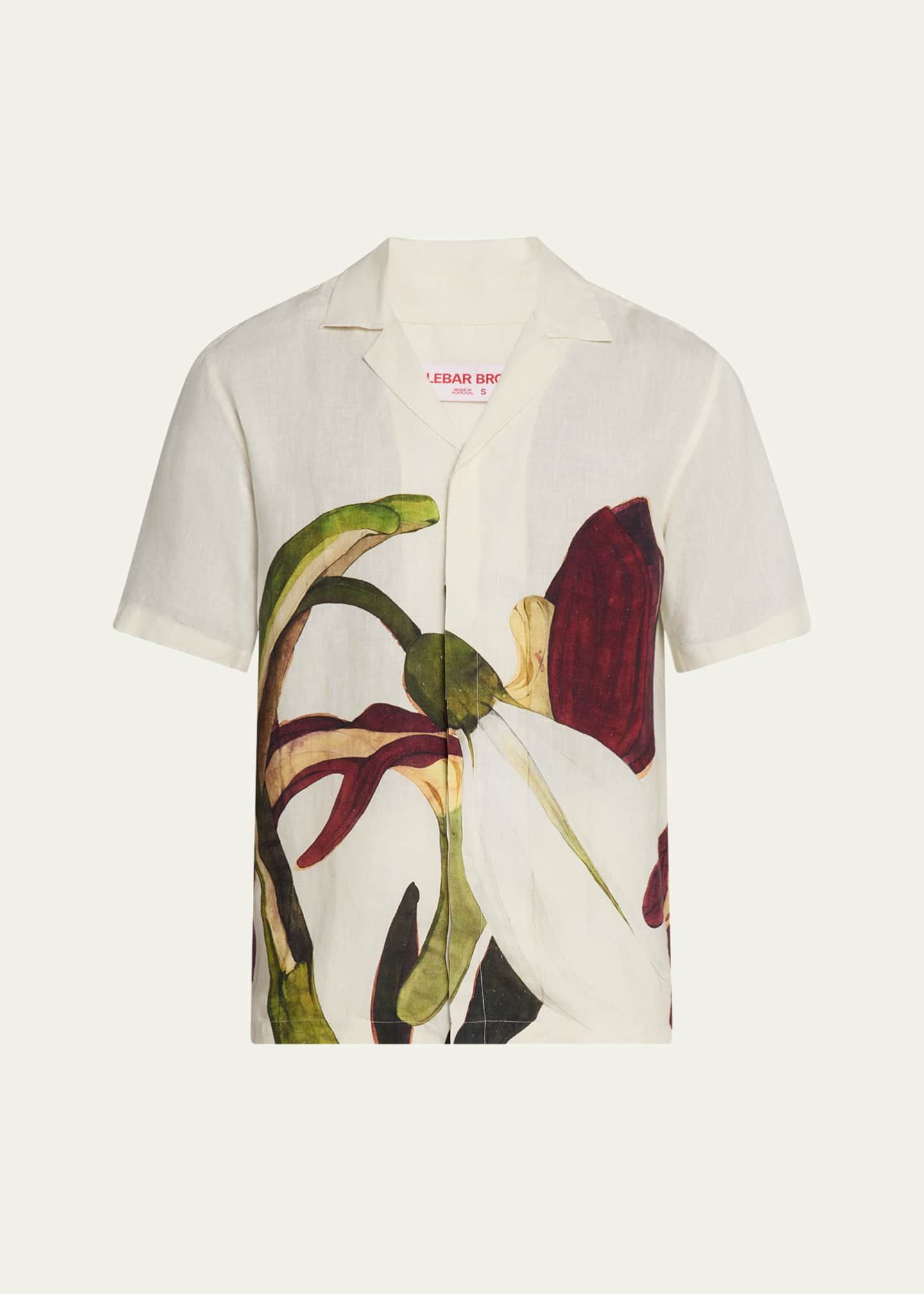 Tropical Botanical Print Shirt Studio Shot Genflow テンプレートプレビュー