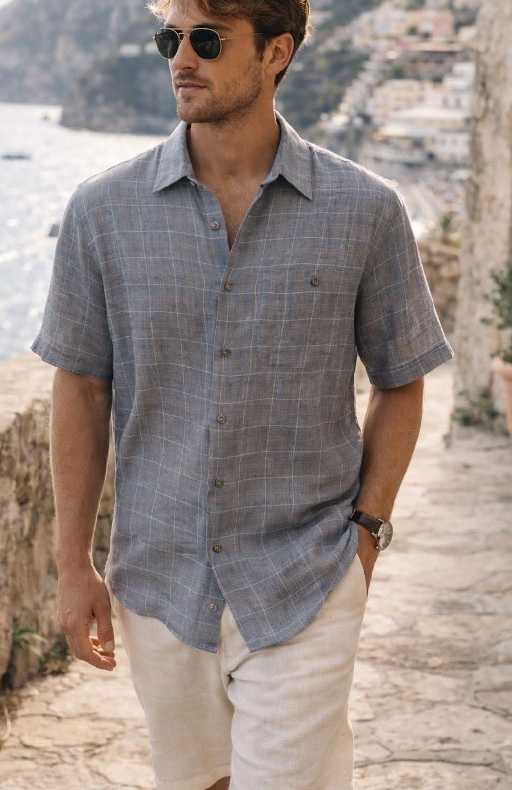 Mediterranean Coastal Summer Menswear Stroll Genflow template preview