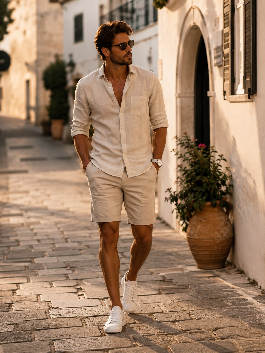 Mediterranean Summer Linen Street Stroll Genflow template preview