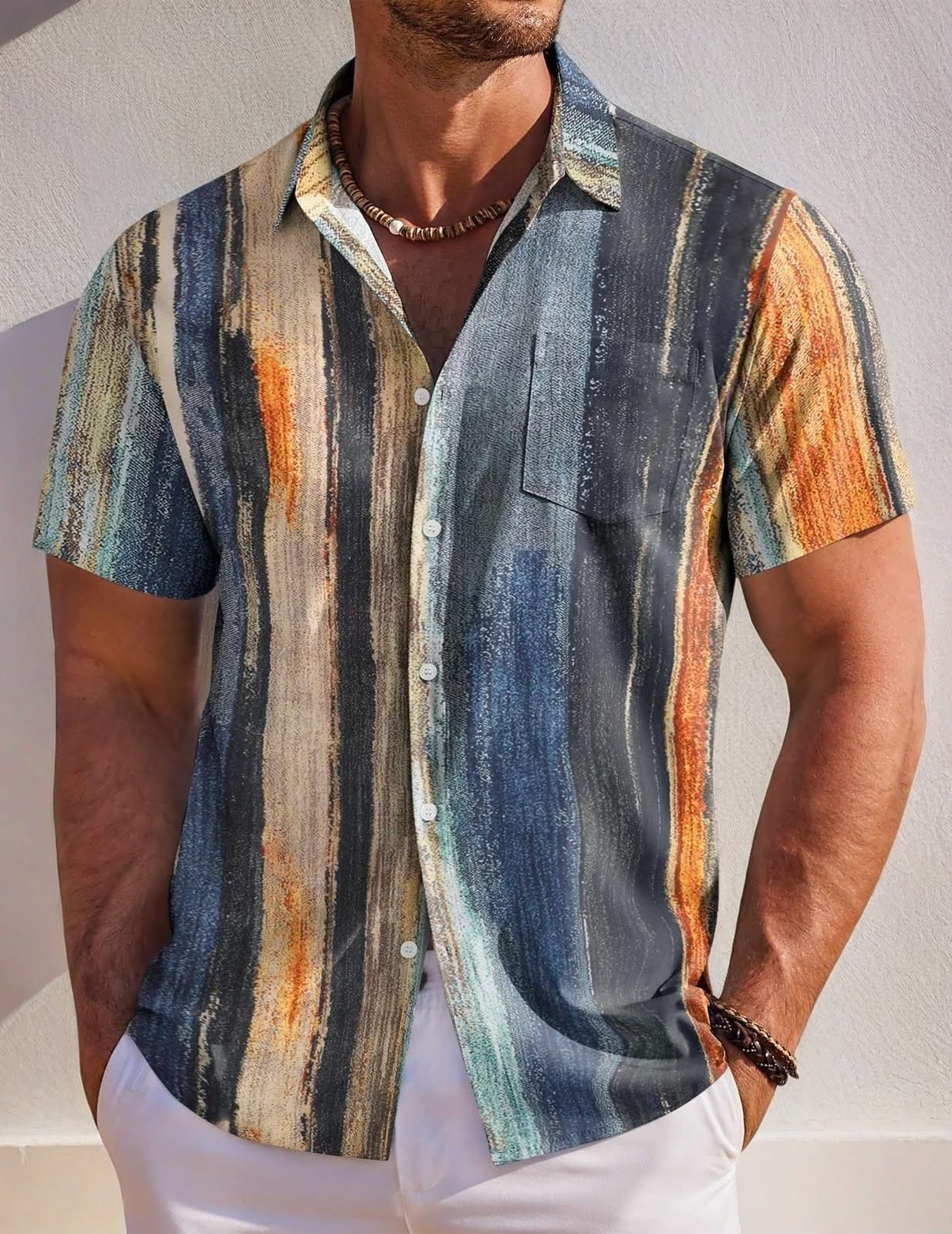 Sunlit Summer Striped Shirt Campaign Genflow template preview