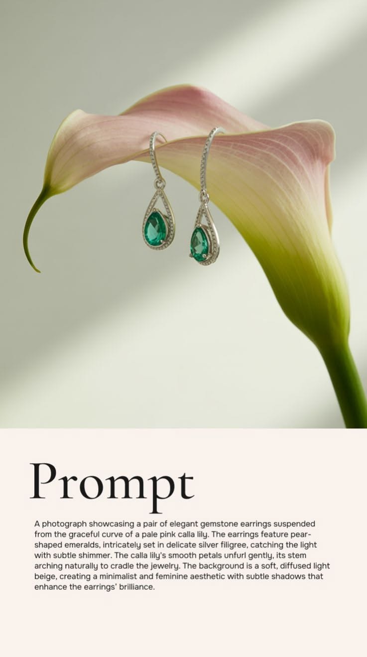 Emerald Earrings On Calla Lily Genflow template preview