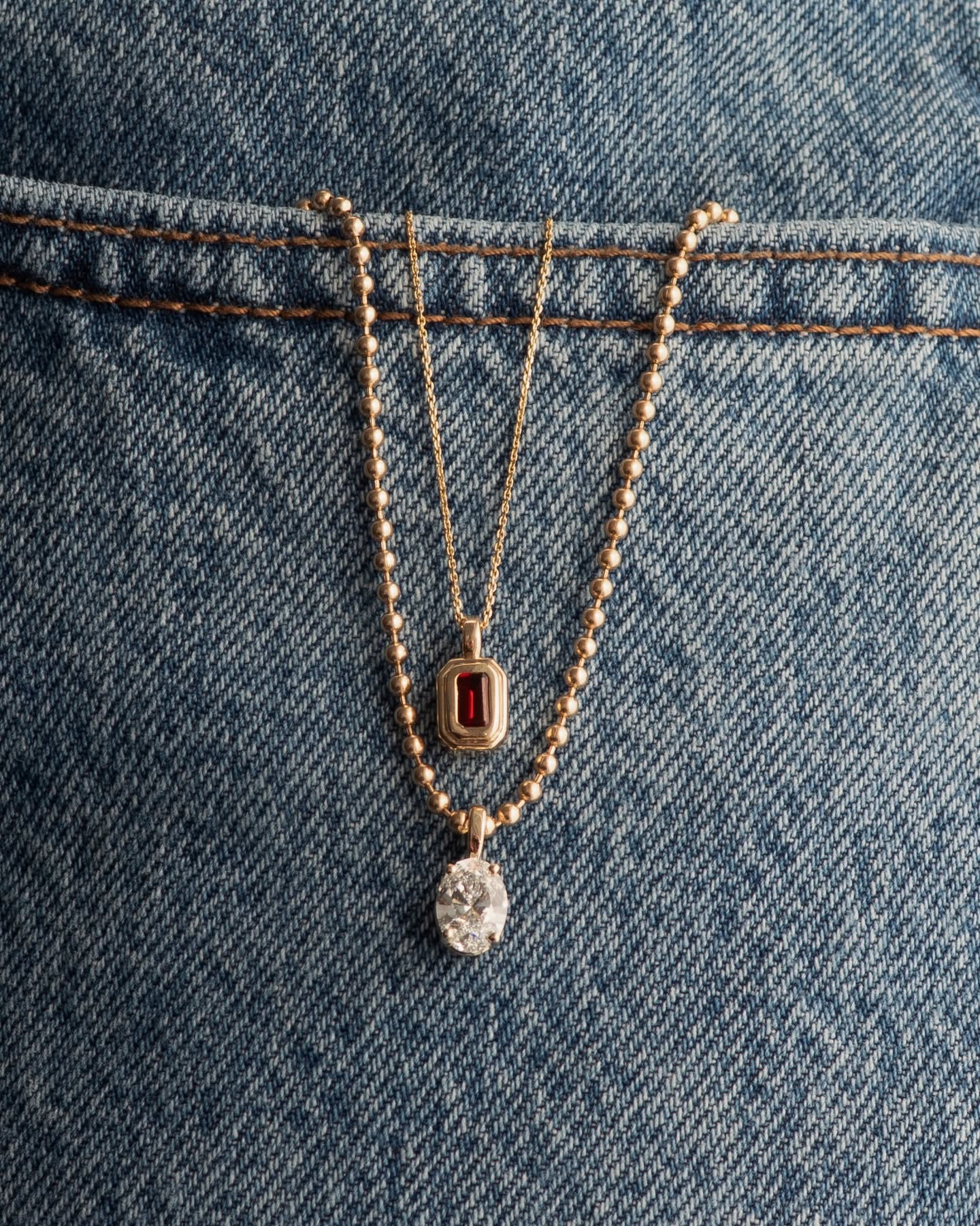 Layered Gold Necklaces On Denim Genflow template preview