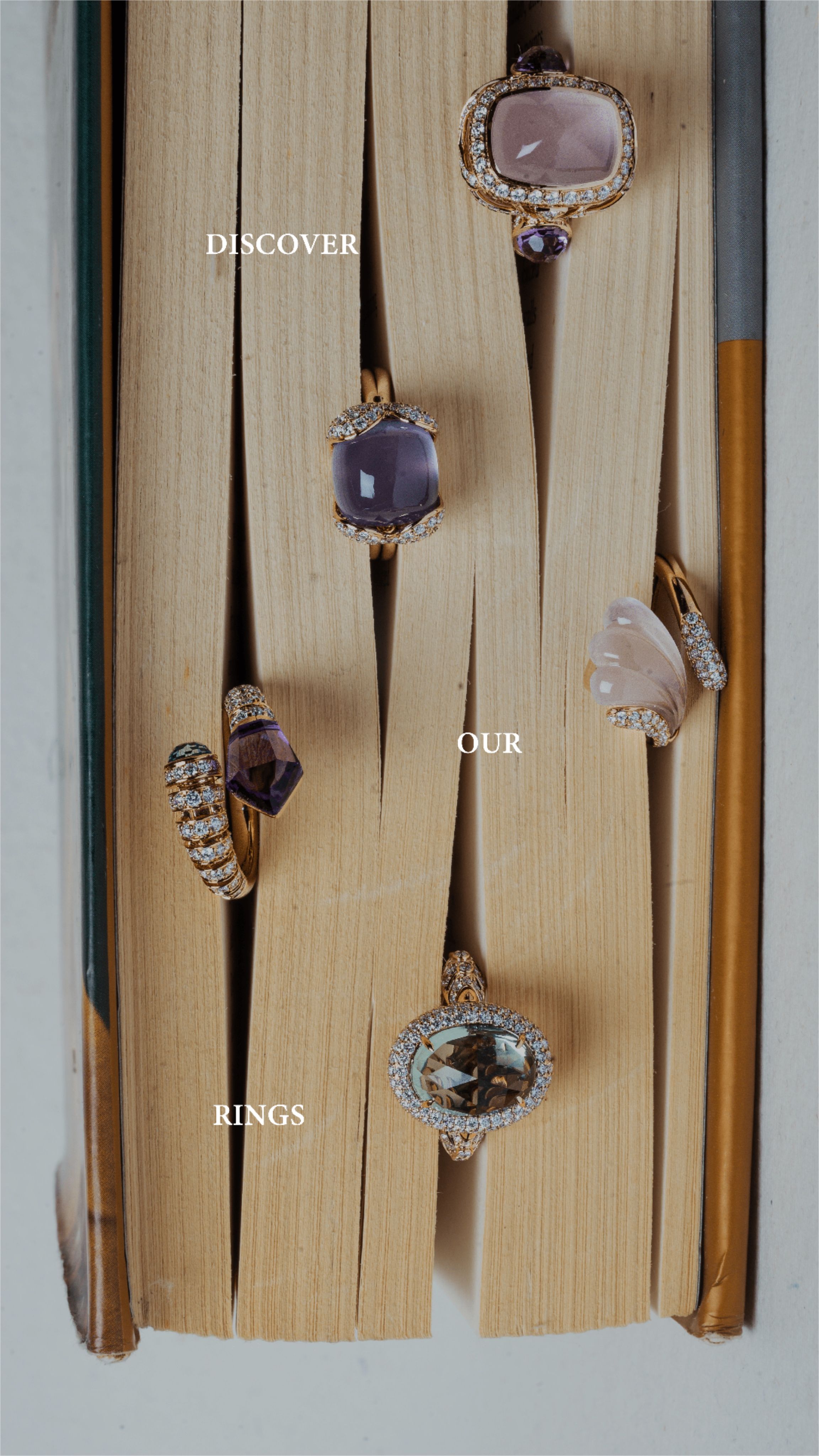Luxury Gemstone Rings On Book Pages Genflow template preview