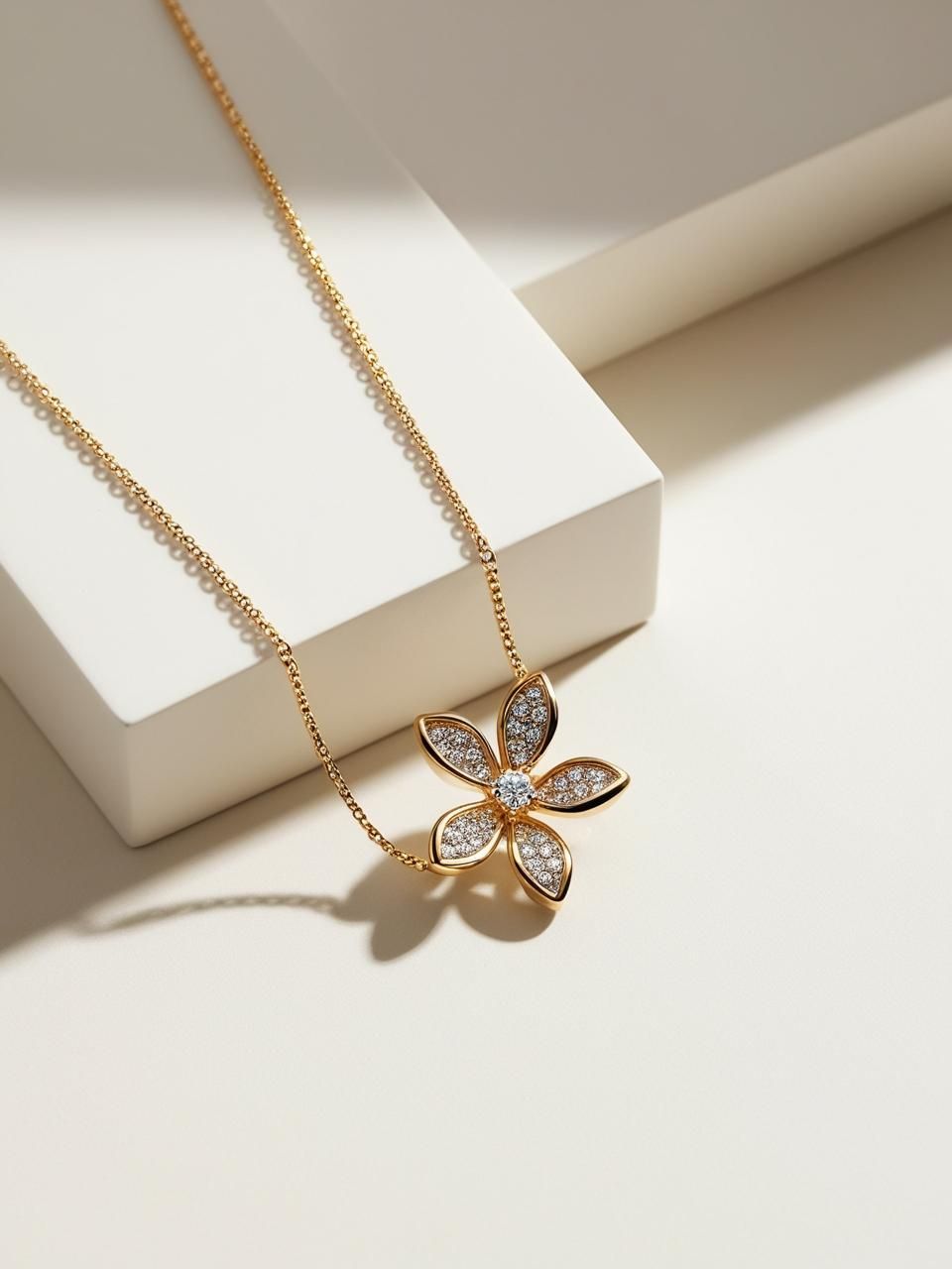 Elegant Gold Flower Pendant Showcase Genflow template preview