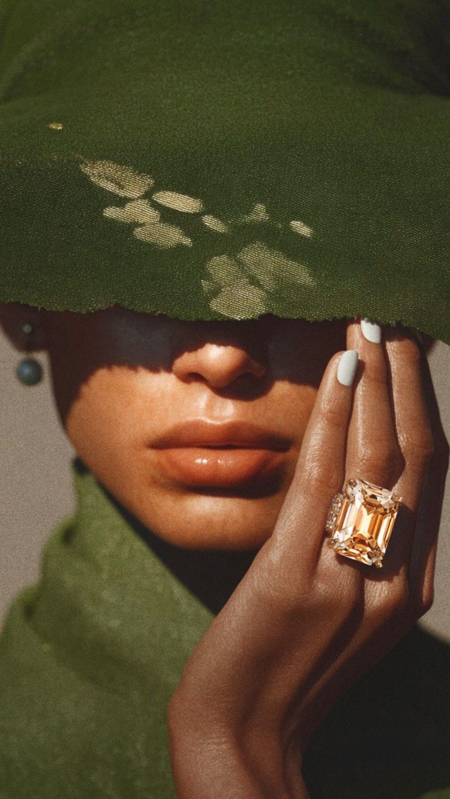 Moody Green Fashion Editorial Closeup Genflow template preview