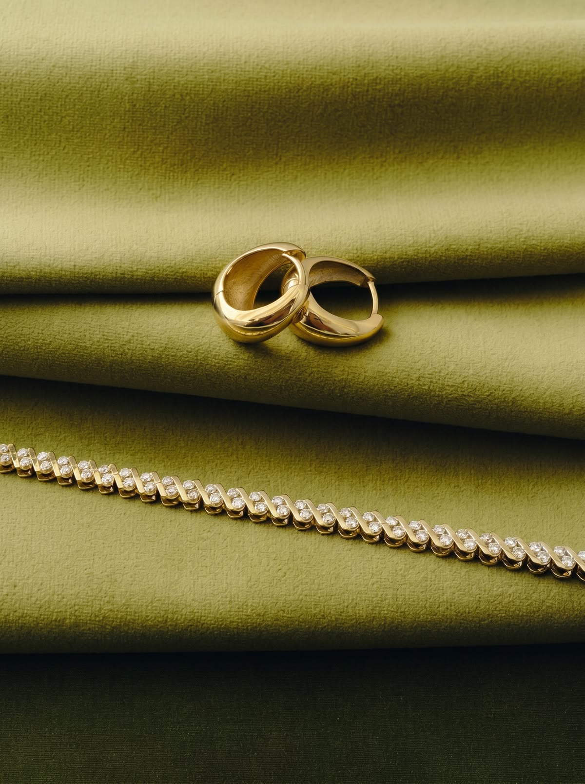 Luxury Gold Jewelry On Green Silk Genflow template preview