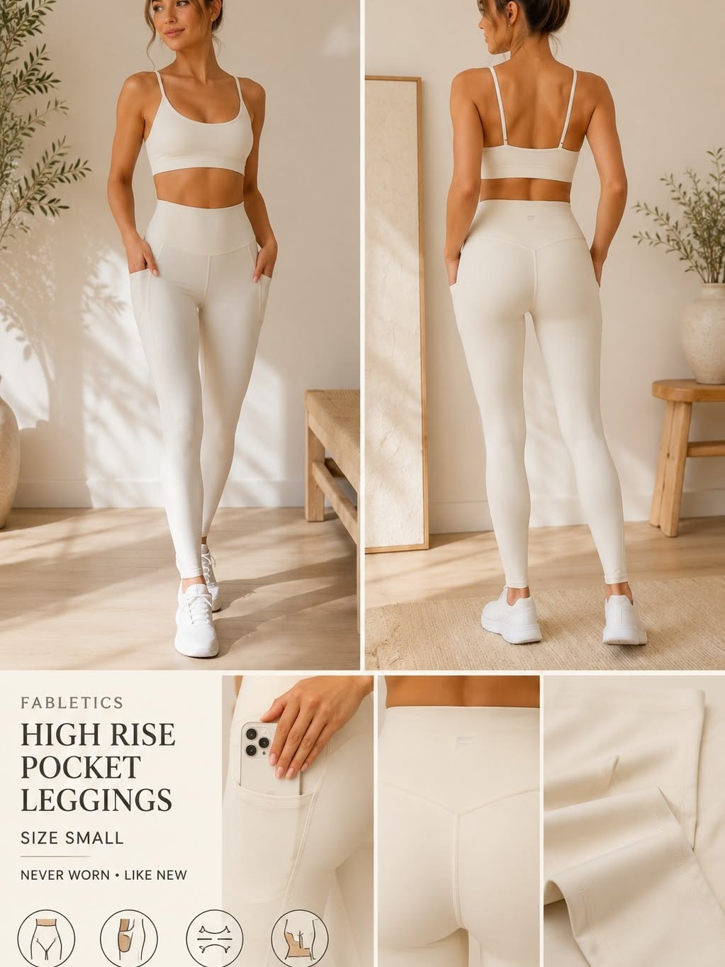 Fabletics Pants & Jumpsuits | Fabletics Ivory Cream Creative Design Generator Genflow テンプレートプレビュー