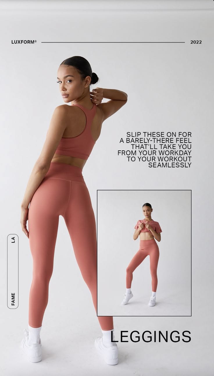 A Woman In Pink Sports Bra Top And Leggings With The Creative Design Generator Genflow template preview