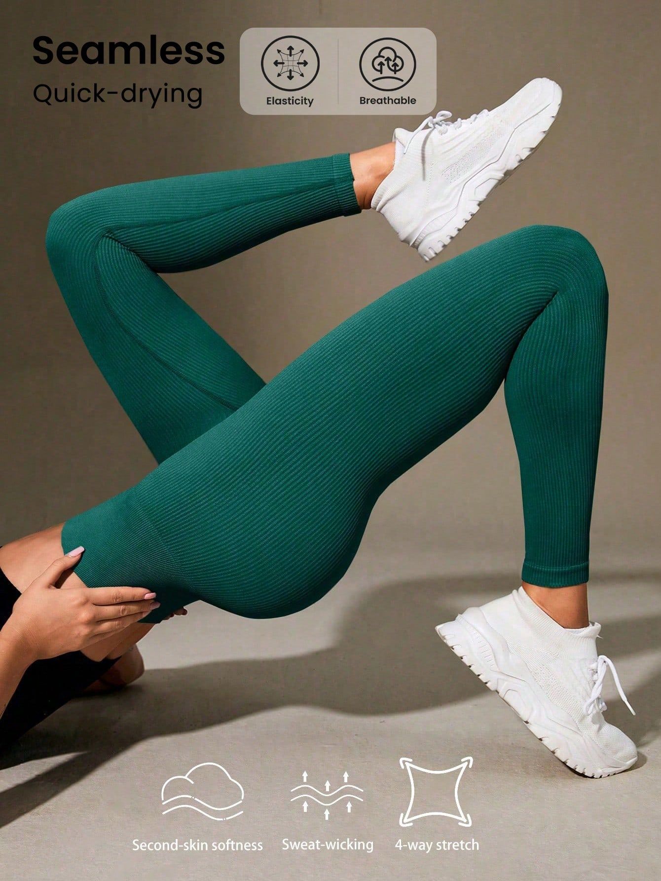 Solid Color Ribbed Texture Elastic Sports Leggings Creative Design Generator Genflow template preview