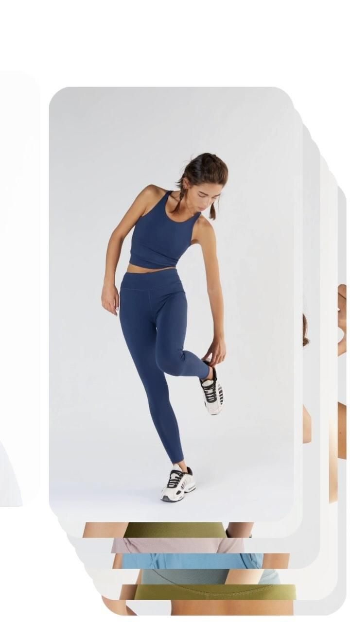 A Woman Wearing A Tank Top And Sweatpants In Front Of Creative Design Generator Genflow template preview