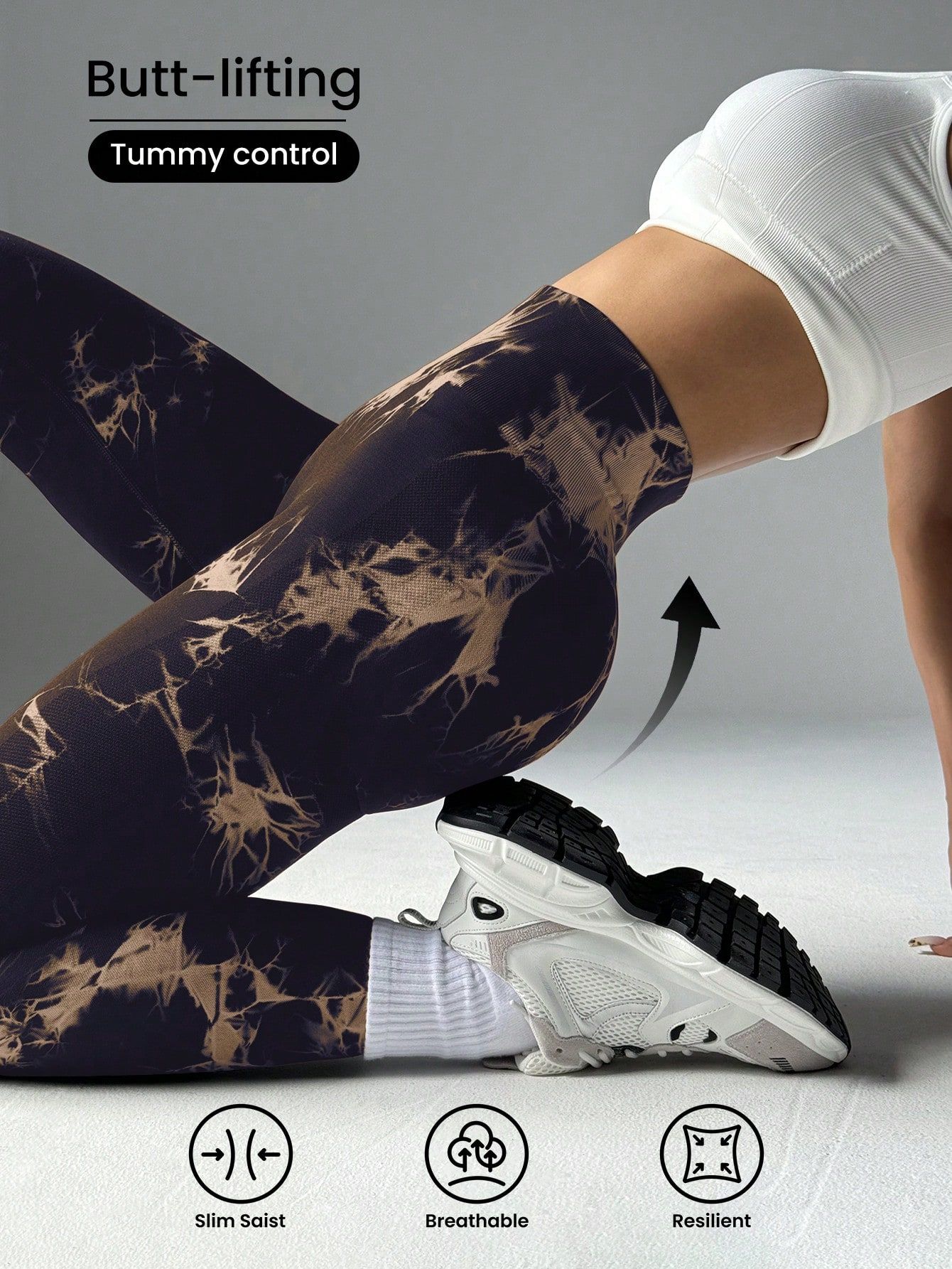 A Woman In White Shirt And Black Leggings On The Creative Design Generator Genflow template preview