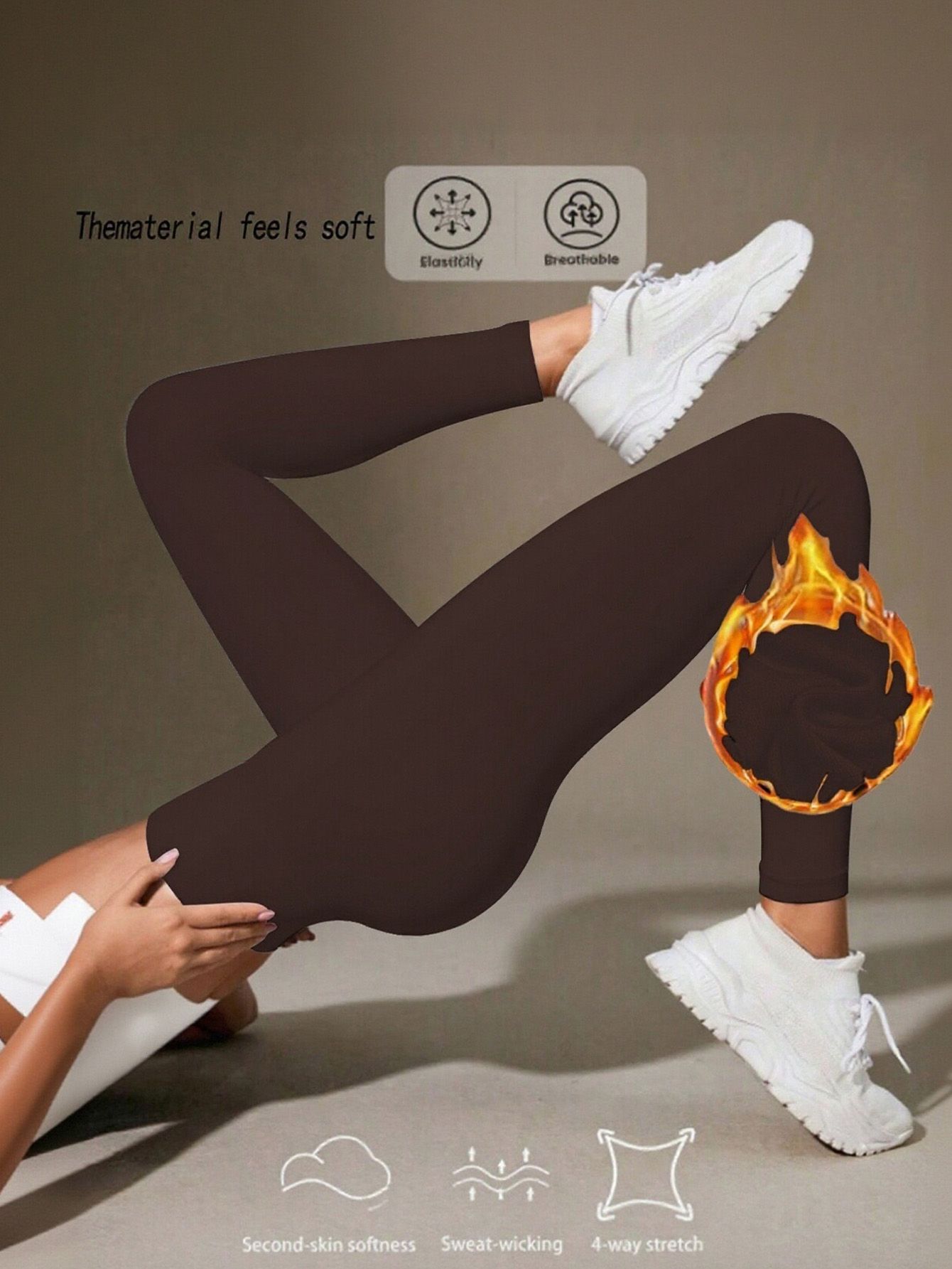 Women's Thermal Lined Leggings, Thick Solid Color Creative Design Generator Genflow テンプレートプレビュー