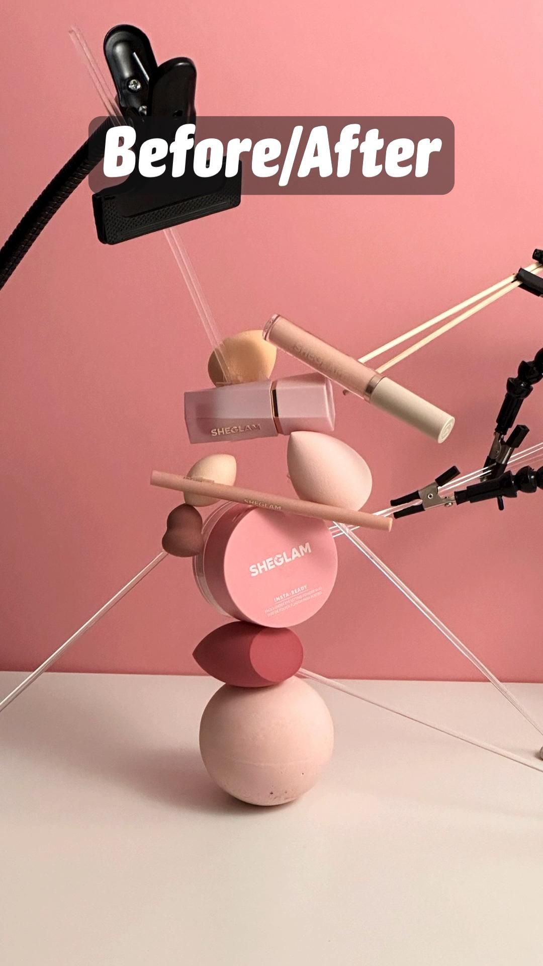 This May Contain: A Stack Of Makeup Products With The Words Before / After Above Them And Creative Design Generator Genflow テンプレートプレビュー