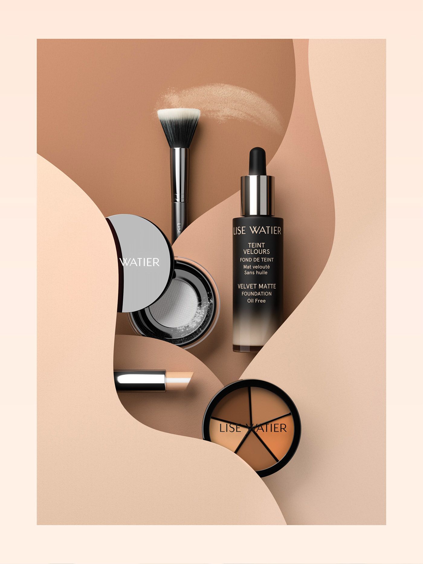 Various Makeup Products Are Displayed On A Beige Background Creative Design Generator Genflow テンプレートプレビュー