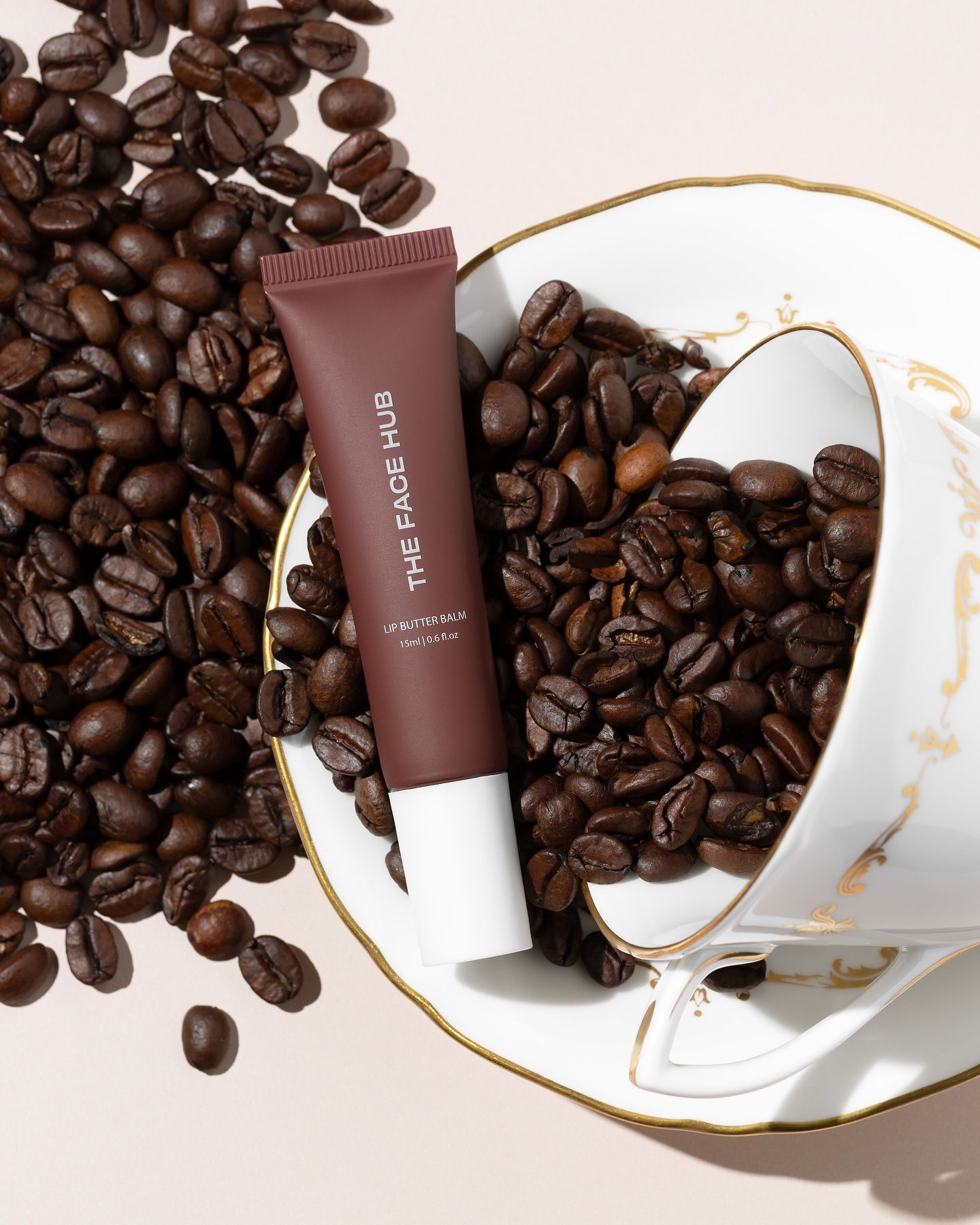 Coffee Beans And Lip Bale On Plate Next To Cup Creative Design Generator Genflow 模板預覽