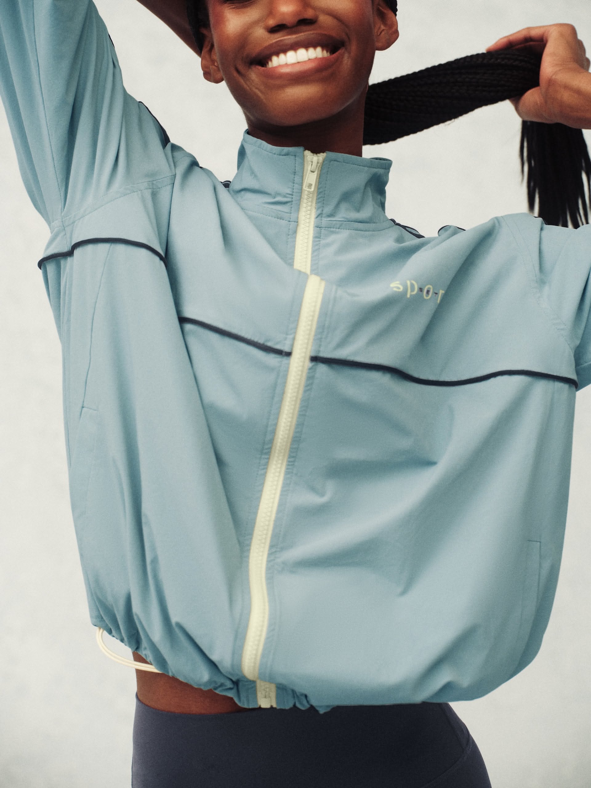 NYLON TRACK SEAM ZIP UP - WASHED Creative Design Generator Genflow template preview
