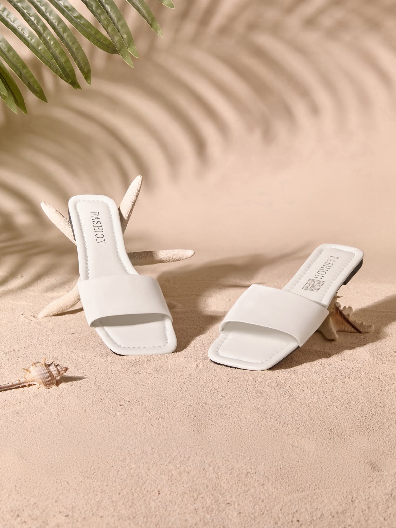 Women's Flat Sandals, Minimalist Patent Leather Comfortable Square Toe Slip-on Slides Creative Design Generator Genflow template preview