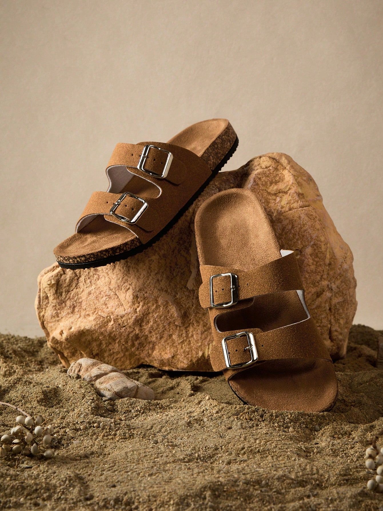 Buckle Flat Cork Slippers, Beach Strap Sandals, Fashionable Versatile Outdoor Casual Creative Design Generator Genflow template preview
